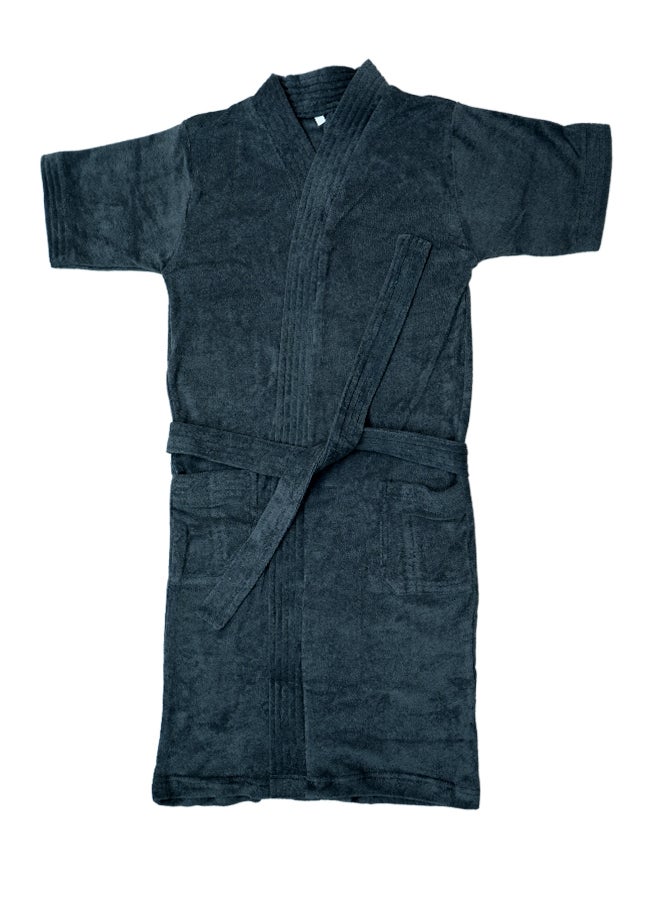 Ambrosia Terry Bathrobe Medium Luxor Unisex Dark Grey - 100% Cotton - Image 3